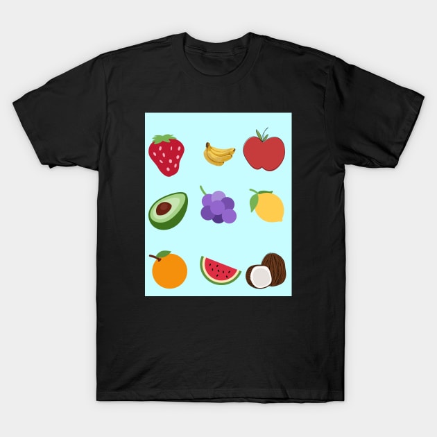 Variety Of Fruits For Healthy Living T-Shirt by TANSHAMAYA